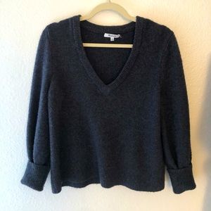 Madewell deep v neck sweater in charcoal